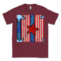Burgundy 4th of july stars and stripes seamless pattern Classic Tee - BundleAndBundleShop