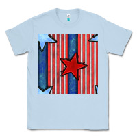 Dusty Blue 4th of july stars and stripes seamless pattern Classic Tee - BundleAndBundleShop