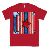 Red 4th of july stars and stripes seamless pattern Classic Tee - BundleAndBundleShop