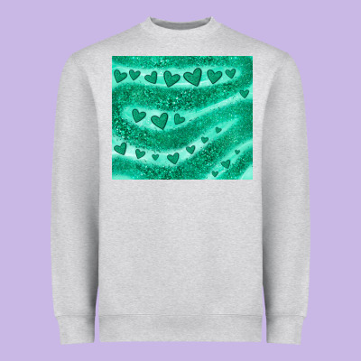 Green Glitter Heart Heavyweight Sweatshirt Designed By Jahusdesignshop
