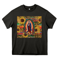 Asphalt sunflower serape lady of guadalupe Heavy Core Tee - RanaPortraitStore