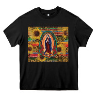 Black sunflower serape lady of guadalupe Heavy Core Tee - RanaPortraitStore