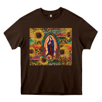 Chocolate Brown sunflower serape lady of guadalupe Heavy Core Tee - RanaPortraitStore