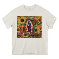 Cream sunflower serape lady of guadalupe Heavy Core Tee - RanaPortraitStore