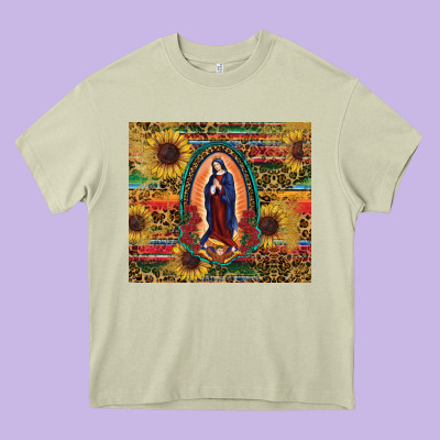 Heavy Core Tee sunflower serape lady of guadalupe