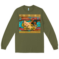 Army Green western coop animals farm chicken chick rooster sunflowers wooden sera Long Sleeve Tee - Artiststas