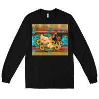 Black western coop animals farm chicken chick rooster sunflowers wooden sera Long Sleeve Tee - Artiststas
