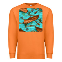 Carrot Lake Canoe And Fish With Reeds And Leopard Seamless Pattern Bbs Premium Sweatshirt - BundleAndBundleShop
