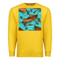 Lemon Lake Canoe And Fish With Reeds And Leopard Seamless Pattern Bbs Premium Sweatshirt - BundleAndBundleShop