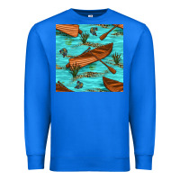 True Royal Lake Canoe And Fish With Reeds And Leopard Seamless Pattern Bbs Premium Sweatshirt - BundleAndBundleShop