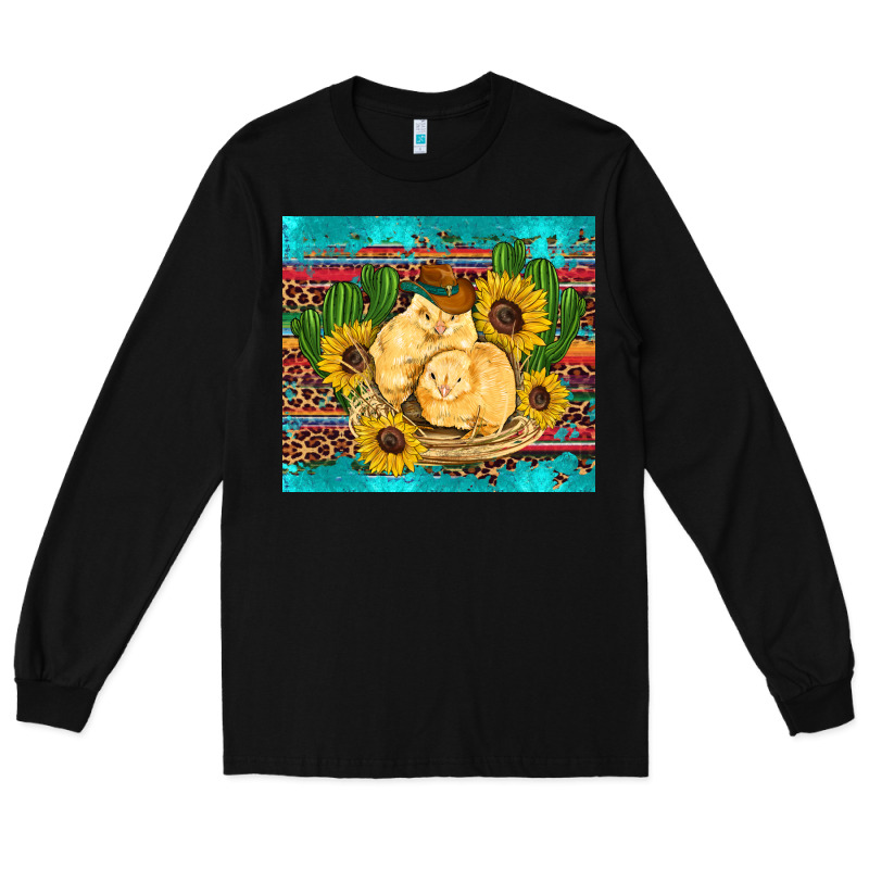 Western Chicks Coop Animals Sunflowers Cactus Serape Leopard Turquoise Long Sleeve Tee by Artiststas | Teevron