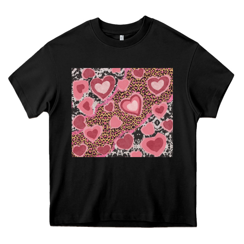 Valentines Day Hearts With Leopard And Cowhide Heavy Core Tee by RanaPortraitStore | Teevron