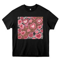 Black valentines day hearts with leopard and cowhide Heavy Core Tee - RanaPortraitStore