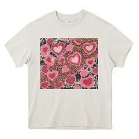 Cream valentines day hearts with leopard and cowhide Heavy Core Tee - RanaPortraitStore