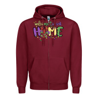 Burgundy welcome to our home Zipper Hoodie - MaliasSmallBusiness