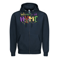 Navy welcome to our home Zipper Hoodie - MaliasSmallBusiness