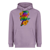 Lavender LGBTQ+ Lightnin' Bolt With Sunflower Heavyweight Hoodie - BundleAndBundleShop