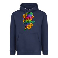 Navy LGBTQ+ Lightnin' Bolt With Sunflower Heavyweight Hoodie - BundleAndBundleShop