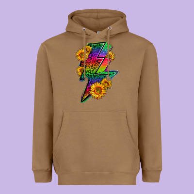 Lgbtq+ Lightnin' Bolt With Sunflower Heavyweight Hoodie Designed By Bundleandbundleshop