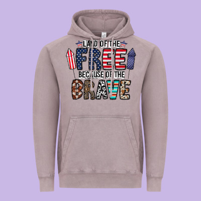 Land Of The Beacause Of The Brave Vintage Hoodie Designed By Cowhidedigitalart