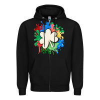 Black st patricks day shamrock autism Zipper Hoodie - MaliasSmallBusiness