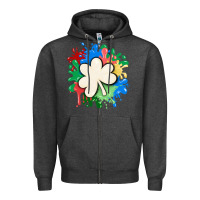 Charcoal Heather st patricks day shamrock autism Zipper Hoodie - MaliasSmallBusiness