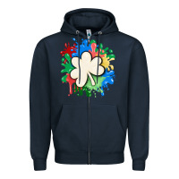 Navy st patricks day shamrock autism Zipper Hoodie - MaliasSmallBusiness