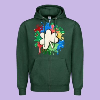 St Patricks Day Shamrock Autism Zipper Hoodie Designed By Maliassmallbusiness