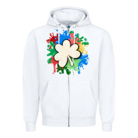 White st patricks day shamrock autism Zipper Hoodie - MaliasSmallBusiness