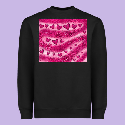 Pink Glitter Heart Heavyweight Sweatshirt Designed By Jahusdesignshop