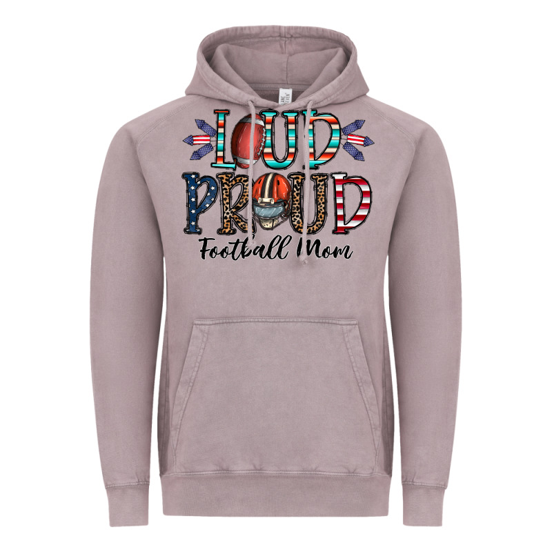 Loud Proud Football Mom Vintage Hoodie by CowhideDigitalArt | Teevron