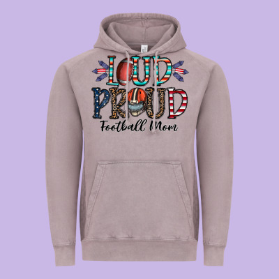 Loud Proud Football Mom Vintage Hoodie Designed By Cowhidedigitalart
