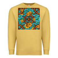 Antique Gold Lake Boat Rudder And Sunflowers Seamless Pattern Premium Sweatshirt - BundleAndBundleShop