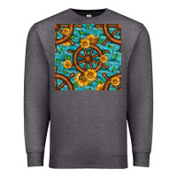 Charcoal Heather Lake Boat Rudder And Sunflowers Seamless Pattern Premium Sweatshirt - BundleAndBundleShop