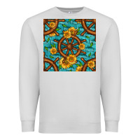 Dove Grey Lake Boat Rudder And Sunflowers Seamless Pattern Premium Sweatshirt - BundleAndBundleShop