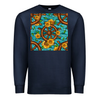 Navy Lake Boat Rudder And Sunflowers Seamless Pattern Premium Sweatshirt - BundleAndBundleShop