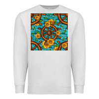 Oatmeal Heather Lake Boat Rudder And Sunflowers Seamless Pattern Premium Sweatshirt - BundleAndBundleShop