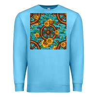 Lake Boat Rudder And Sunflowers Seamless Pattern Premium Sweatshirt | Teevron