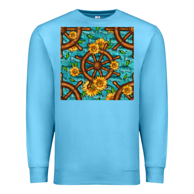 Lake Boat Rudder And Sunflowers Seamless Pattern Premium Sweatshirt by BundleAndBundleShop | Teevron