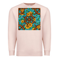 Pale Pink Lake Boat Rudder And Sunflowers Seamless Pattern Premium Sweatshirt - BundleAndBundleShop
