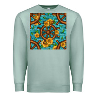 Seafoam Lake Boat Rudder And Sunflowers Seamless Pattern Premium Sweatshirt - BundleAndBundleShop