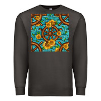 Smoke Lake Boat Rudder And Sunflowers Seamless Pattern Premium Sweatshirt - BundleAndBundleShop
