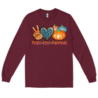 Burgundy peace love pumpkins Long Sleeve Tee - AdoDesignShop