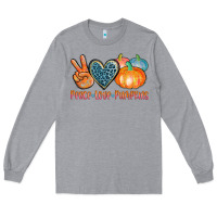 Heather Grey peace love pumpkins Long Sleeve Tee - AdoDesignShop