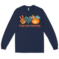 Navy peace love pumpkins Long Sleeve Tee - AdoDesignShop
