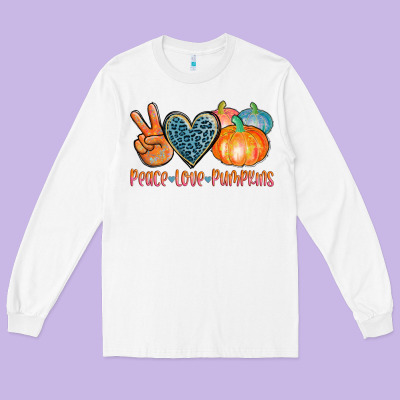 Peace Love Pumpkins Long Sleeve Tee Designed By Adodesignshop