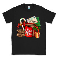 Black Christmas hot chocolate cup with gift and letters Classic Tee - AdoDesignShop