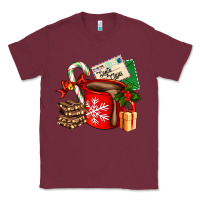 Burgundy Christmas hot chocolate cup with gift and letters Classic Tee - AdoDesignShop
