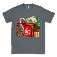 Charcoal Heather Christmas hot chocolate cup with gift and letters Classic Tee - AdoDesignShop