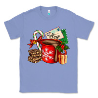 Colony Blue Christmas hot chocolate cup with gift and letters Classic Tee - AdoDesignShop